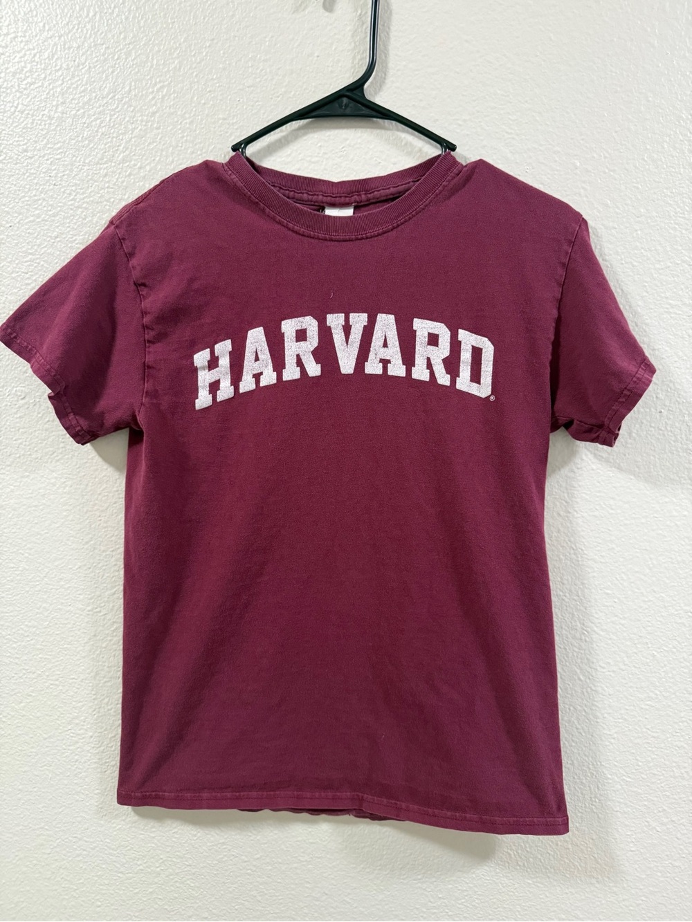 Gildan Maroon Short Sleeve Tee with White Harvard Print